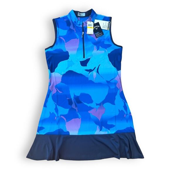 Callaway Opti-Dri Golf Dress Sleeveless Abstract Gradient Print Blue Small NWT - Picture 1 of 14